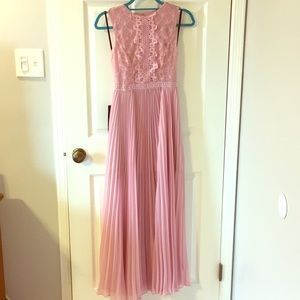 Bebe long pink dress - lace cutout back -  size 00